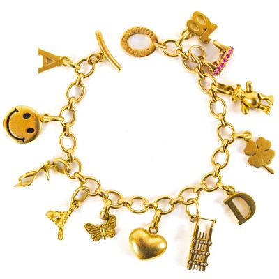 Lot 528 - A Links of London 18ct gold charm bracelet.