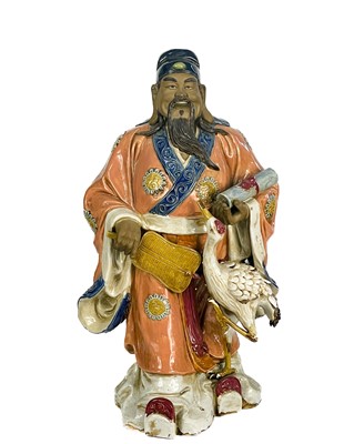 Lot 358 - A Chinese contemporary pottery statue of a scholar.