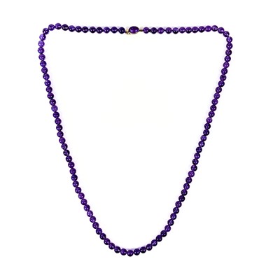 Lot 415 - A modern amethyst bead necklace with 9ct clasp.
