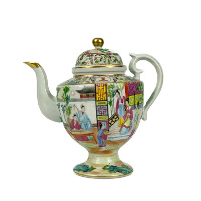 Lot 321 - A Chinese Canton porcelain coffee pot and cover, late 19th century.