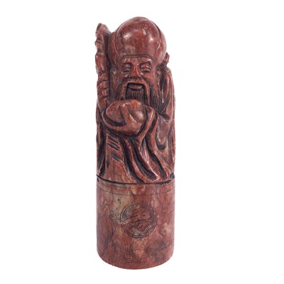 Lot 323 - A Chinese carved hardstone seal, circa 1900.