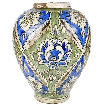 Lot 3 - A Persian pottery baluster vase, 19th century.