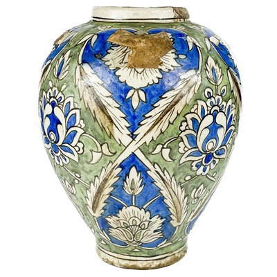Lot 3 - A Persian pottery baluster vase, 19th century.