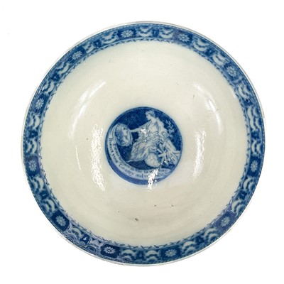 Lot 899 - A blue printed commemorative pearlware bowl.