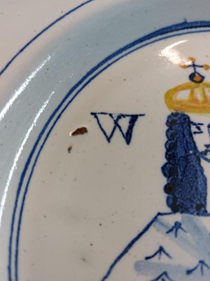 Lot 120 - An English commemorative Delft plate.