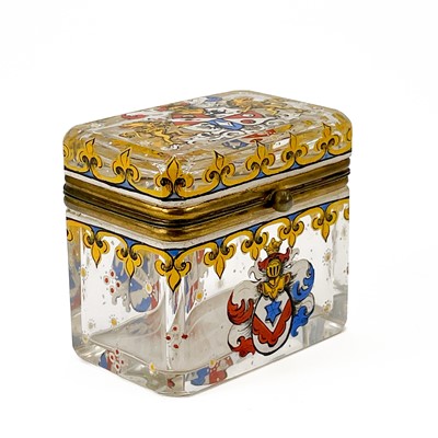 Lot 858 - A Continental enamelled glass casket.