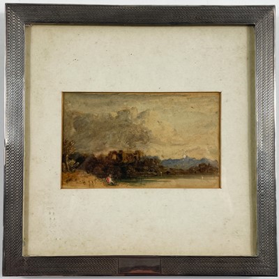 Lot 23 - A silver picture frame with a 19th century landscape watercolour.