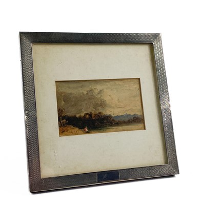 Lot 23 - A silver picture frame with a 19th century landscape watercolour.