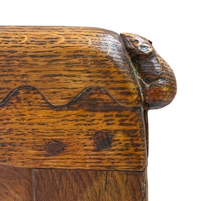 Lot 1818 - A Robert Mouseman Thompson of Kilburn oak panelled single bed frame.