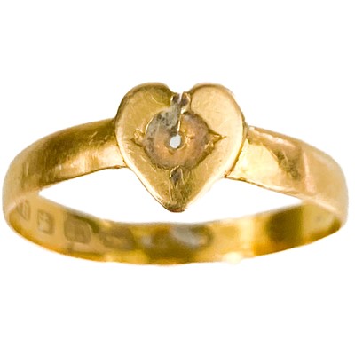 Lot 92 - A Victorian 22ct gold ring with applied heart.