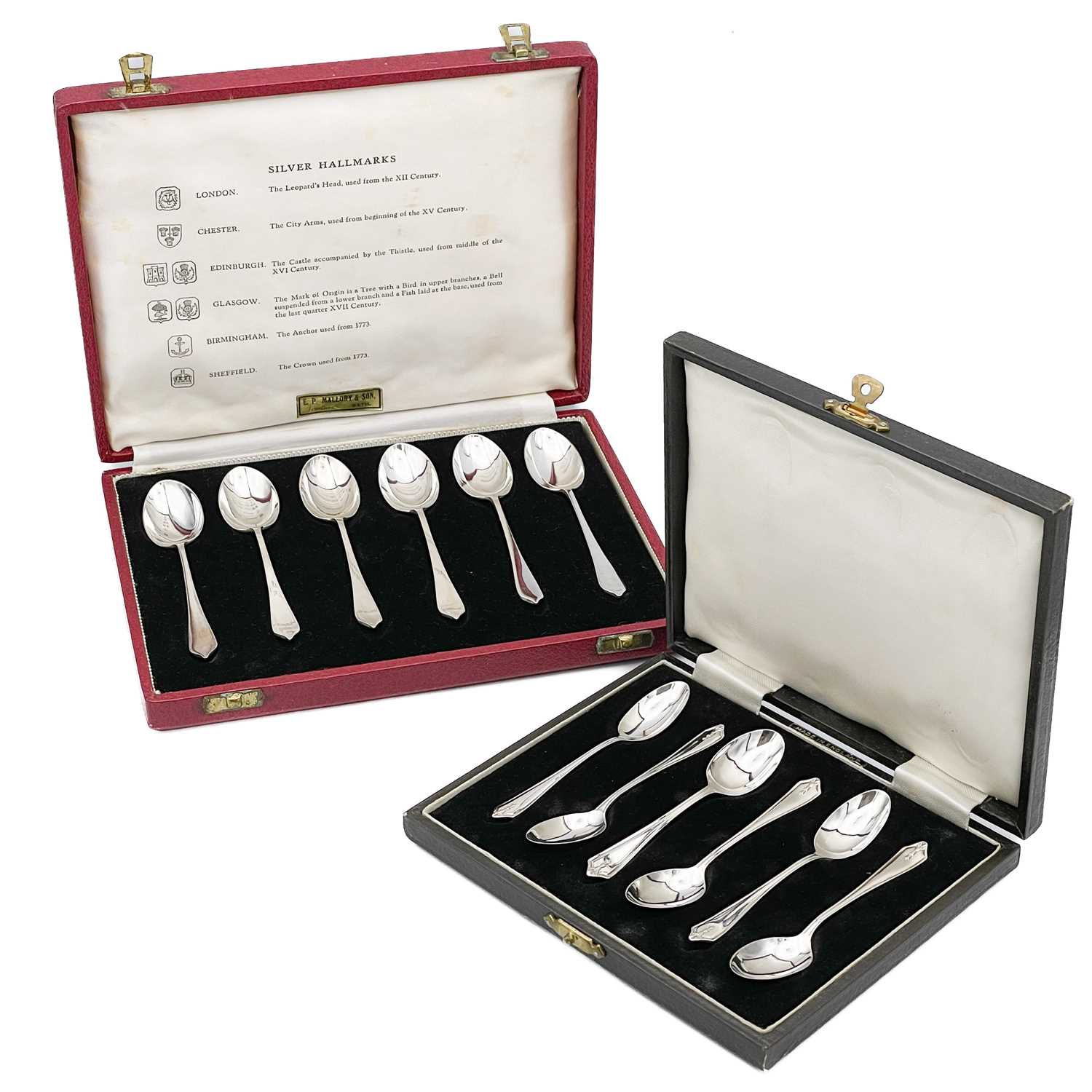 Lot 220 - A cased set of six silver 'Silver Hallmarks' teaspoons by Travis, Wilson & Co Ltd.