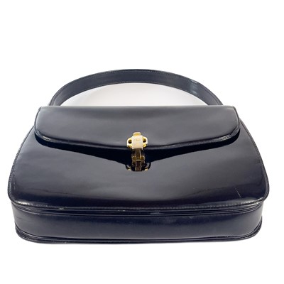 Lot 345 - A Gucci black patent leather evening handbag.