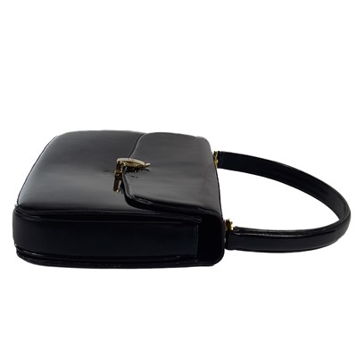 Lot 345 - A Gucci black patent leather evening handbag.