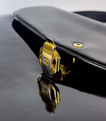Lot 345 - A Gucci black patent leather evening handbag.