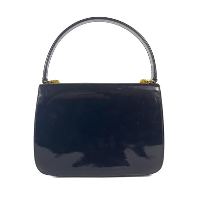 Lot 345 - A Gucci black patent leather evening handbag.