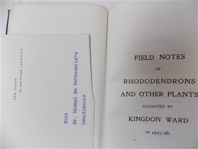 Lot 448 - "KINGDON WARD "Field Notes of Rhododendrons and Other Plants Collected by Kingdon Ward in 1927-28"