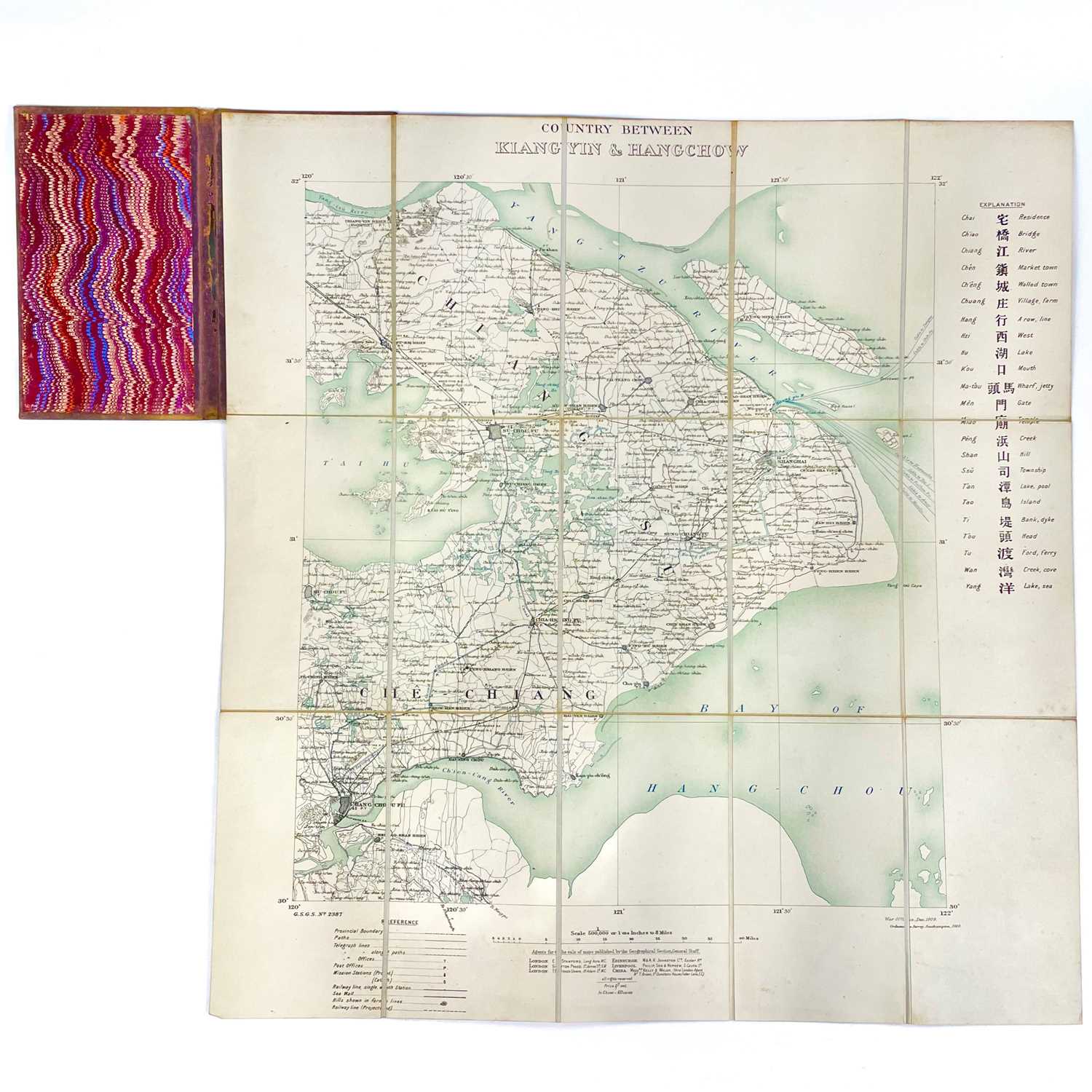 Lot 27 - An Early 20th century folding map. 'Country between Kiangyin & Hangchow'.