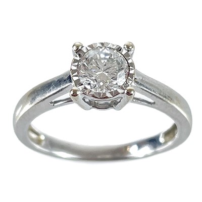 Lot 184 - A modern 18ct white gold 0.50ct diamond solitaire ring.