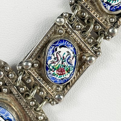 Lot 37 - A Persian 950 silver and enamel necklace.