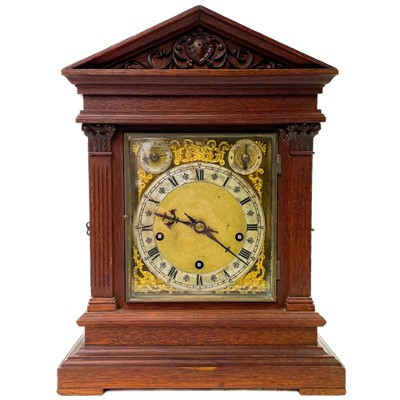 Lot 1711 - A late 19th century Winterhalder and Hofmeier oak cased mantle clock.