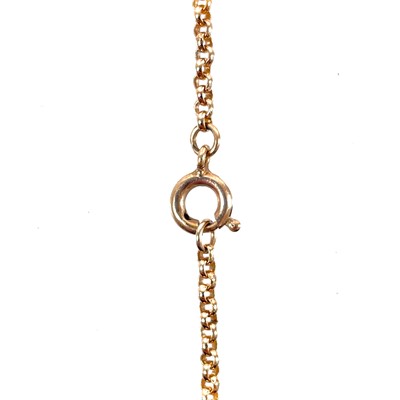 Lot 174 - A 9ct gold Art Nouveau blue stone set pendant necklace.