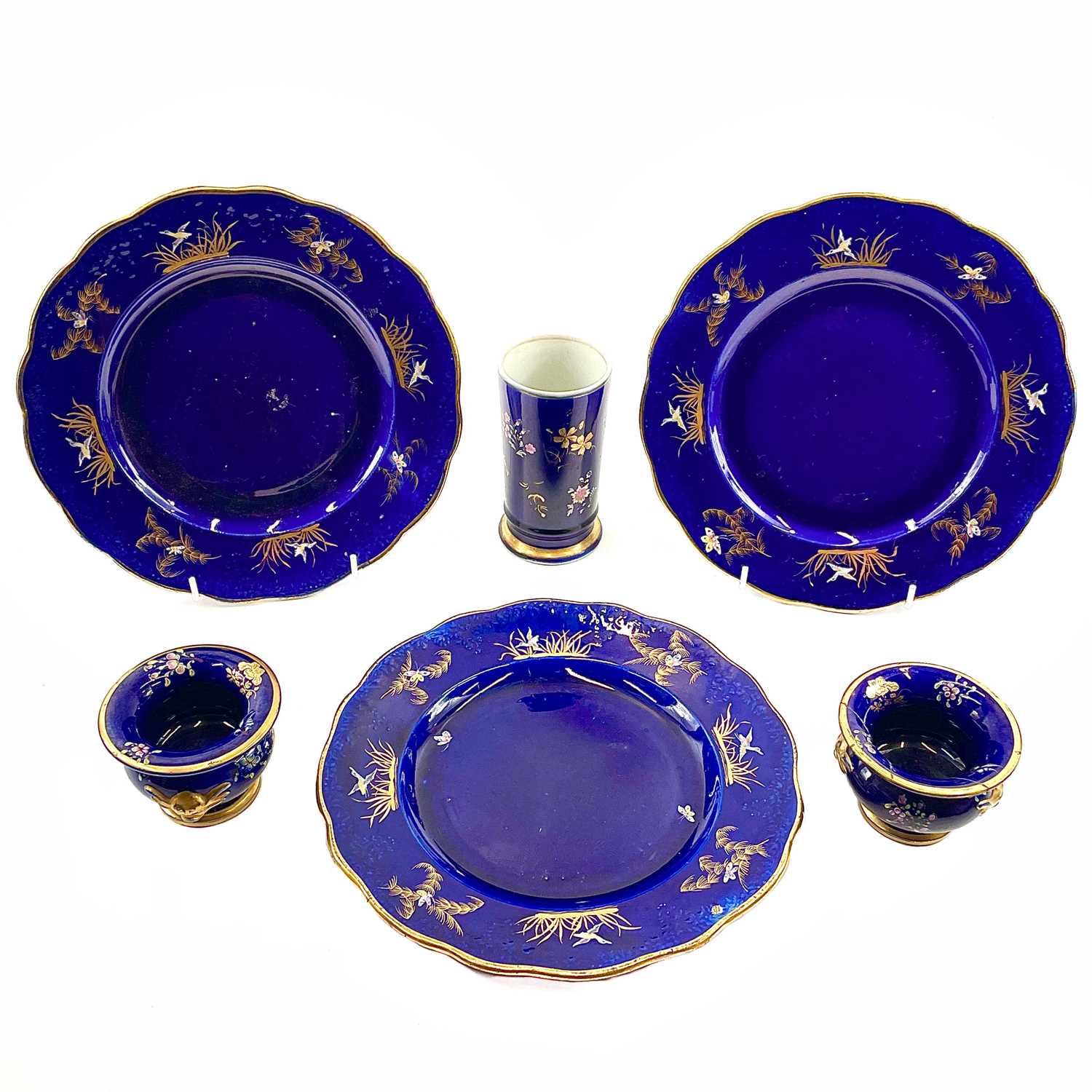 Lot 138 - Three Masons patent Ironstone mazarine blue plates.