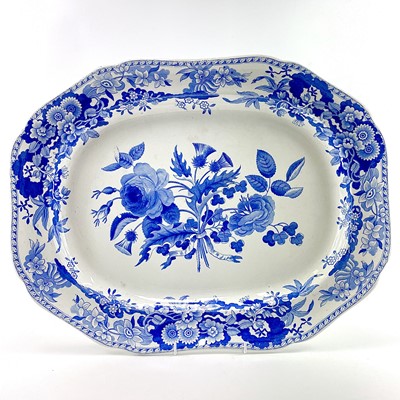 Lot 40 - A Spode Union Wreath pattern blue and white printed meat plate.