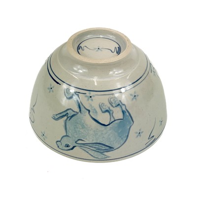 Lot 817 - Three pottery bowls and a dish by Hazel Dean.