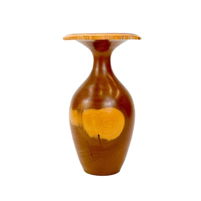 Lot 176 - A turned yew wood vase.