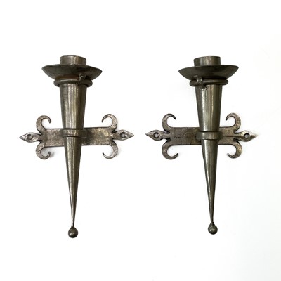 Lot 157 - A pair of metal candle holder wall sconces.