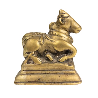 Lot 55 - An Indian polished bronze model of a bull, 18th/19th century.