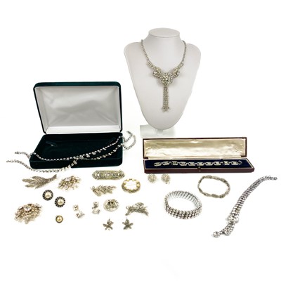 Lot 308 - A collection of Paste and marcasite costume jewellery.