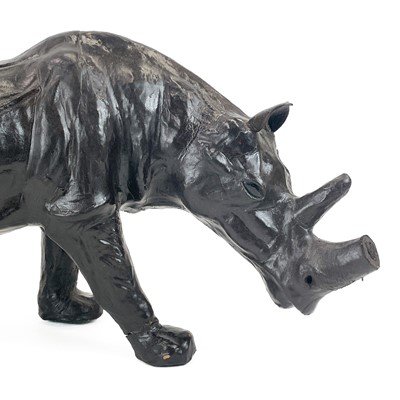 Lot 99 - A Liberty style leather clad model of a rhino.