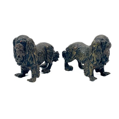 Lot 98 - A pair of probably Austrian cold painted bronze figures of Pekingese.