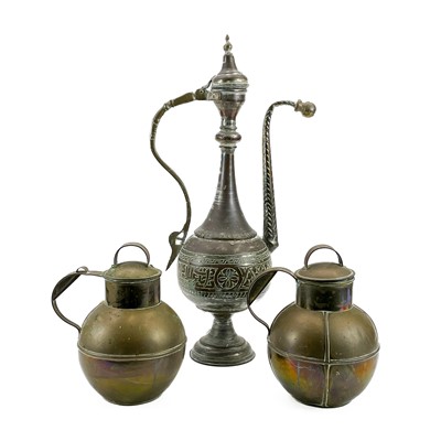 Lot 131 - An Islamic silvered copper ewer.