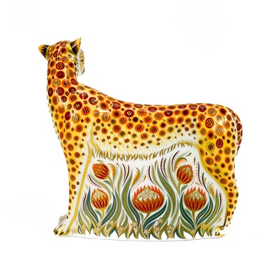Lot 881 - A Royal Crown Derby Cheetah paperweight.