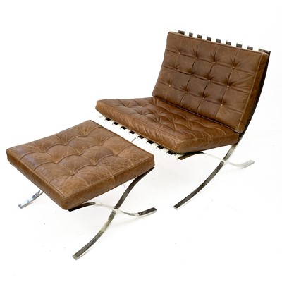 Lot 1958 - A Mies van der Rohe style 'Barcelona' chair and footstool.