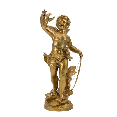 Lot 86 - A French spelter figure of Cupid.