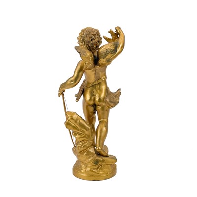 Lot 86 - A French spelter figure of Cupid.