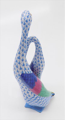 Lot 1379 - A Herend porcelain duck group.