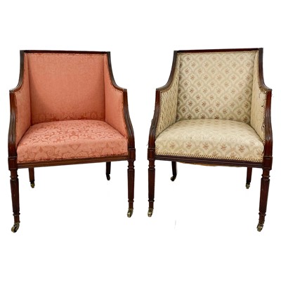 Lot 1840 - A matched pair of Regency upholstered armchairs.