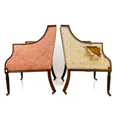Lot 1840 - A matched pair of Regency upholstered armchairs.