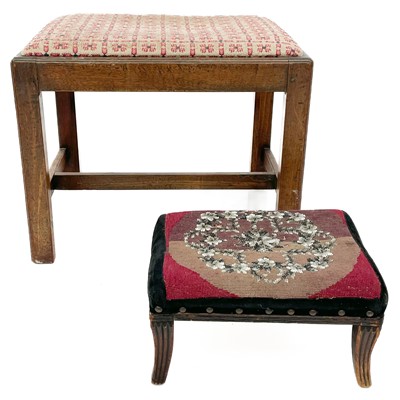 Lot 1881 - A Georgian mahogany upholstered stool.