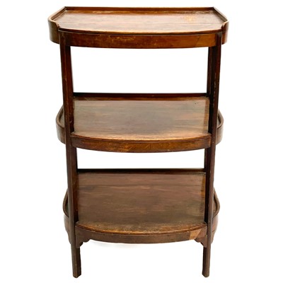 Lot 26 - A fruitwood D-shaped three tier whatnot.