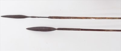 Lot 189 - Two African tribal spears, each with part...