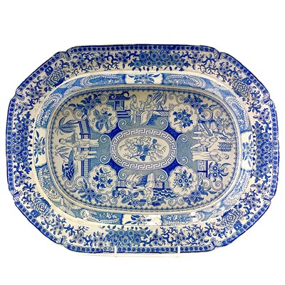 Lot 52 - A blue and white pearlware meat plate.