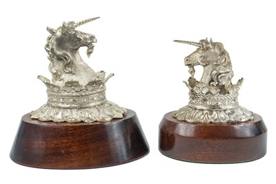 Lot 300 - Two William IV silver paperweights or finials by Richard Sibley.