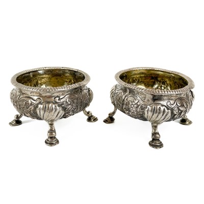 Lot 36 - A pair of George II silver salts by Daniel Hennell