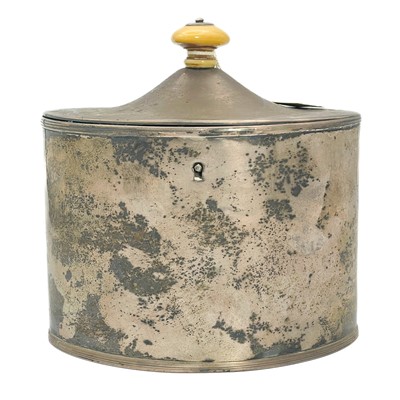 Lot 49 - A George III silver oval section tea caddy.