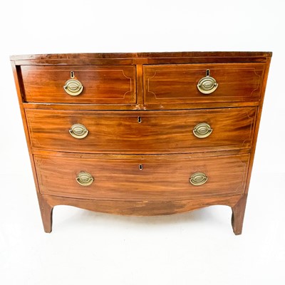 Lot 1826 - A 19th century mahogany bow fronted chest of drawers with boxwood stringing.